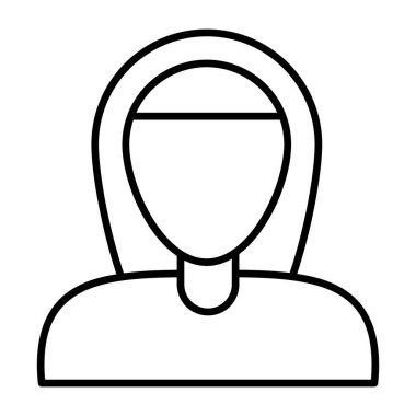 Kadın avatarının doğrusal tasarım simgesi