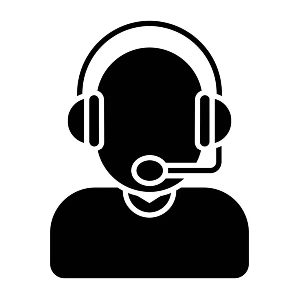 Avatar Portant Des Écouteurs Avec Micro Conception Solide Soutien Clientèle — Image vectorielle