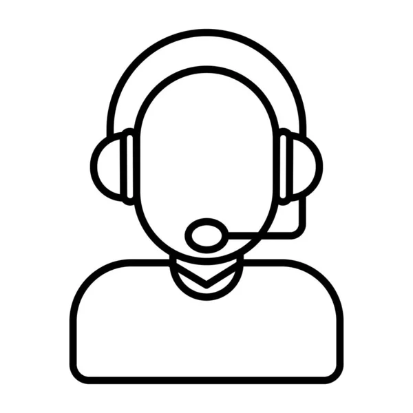 Avatar Nošení Sluchátek Mikrofonem Lineární Design Zákaznické Podpory — Stockový vektor