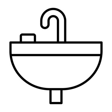 Kaseli su musluğu, lavabonun simgesi. 