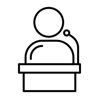 Kürsünün önünde Avatar, konuşmacı simgesi