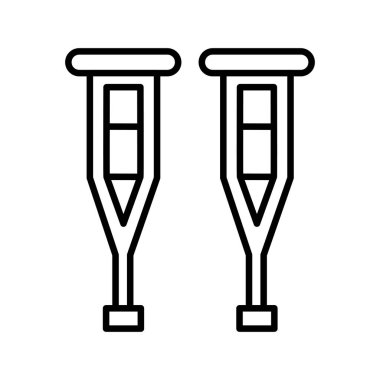 Yürüyen çubuk simgesi, koltuk değneklerinin vektör tasarımı