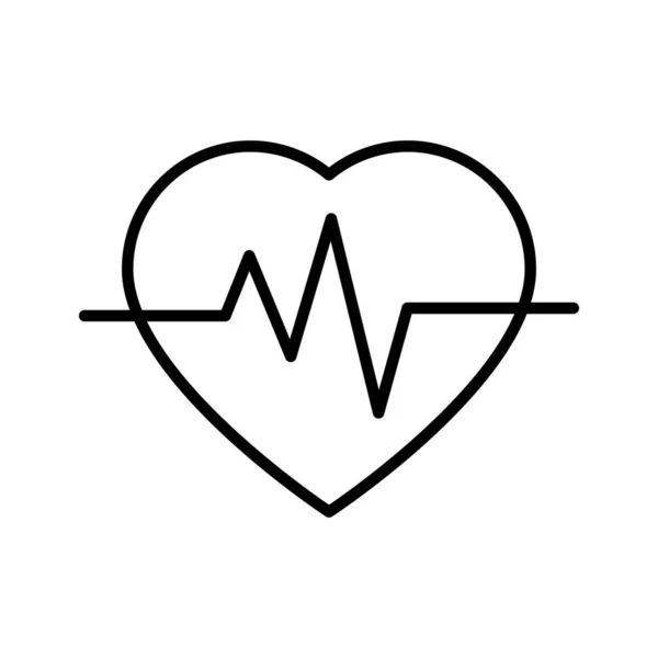 Icono Del Latido Del Corazón Diseño Del Esquema Vector Cardiología — Archivo Imágenes Vectoriales