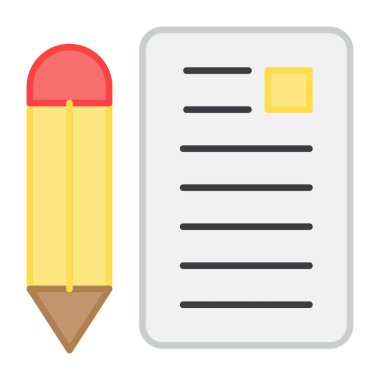 Kağıtlı kalem, yazı simgesi 