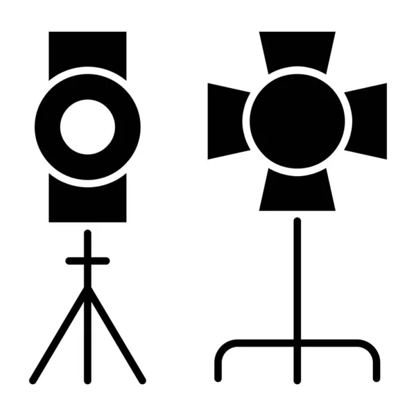 Суцільна Іконка Дизайну Прожекторів Студійних Ліхтарів — стоковий вектор