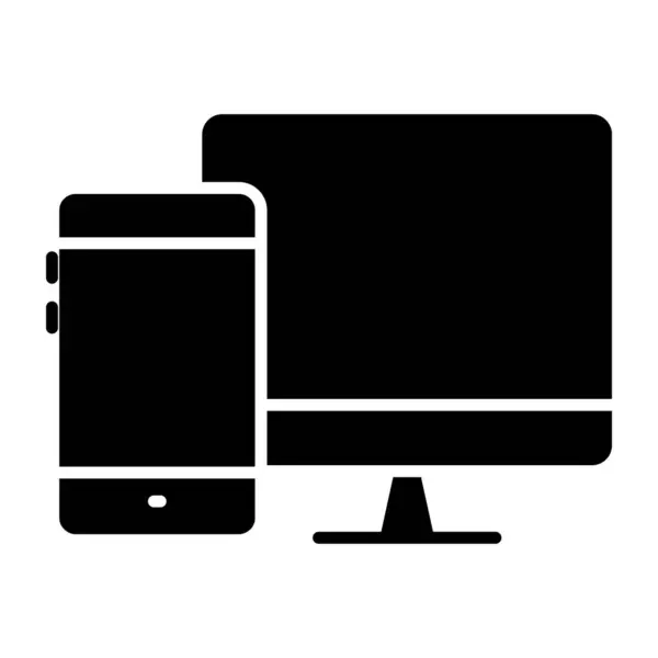 Mobiltelefon Monitorral Reszponzív Tervezés Ikonja — Stock Vector