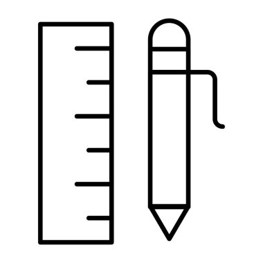 Tükenmez kalemle ölçeklendir, ofis malzemeleri simgesi