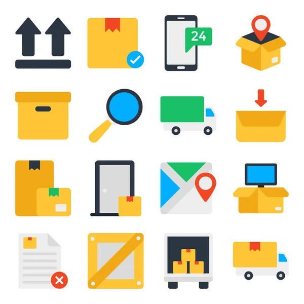 Pack Cargo Flat Icons — Stock Vector