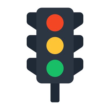 Düz dizaynlı trafik ışıkları simgesi