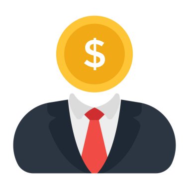 Yatırımcı kavramını tasvir eden avatar başı üzerine dolar