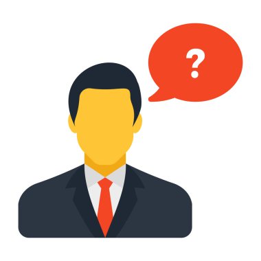 Avatar ile sohbet baloncuğu içerisindeki soru işareti, yardım sohbet simgesi