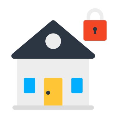 Ev binalı asma kilit, kilitli evin düz tasarımı