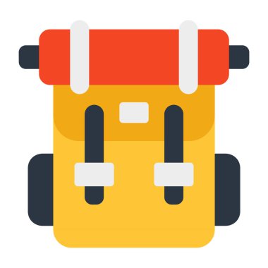 Seyahat çantası aksesuar simgesi, sırt çantasının düz tasarımı