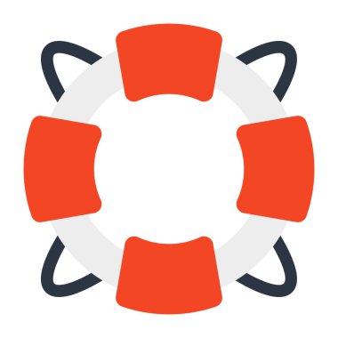 Şişirilebilir kurtarma tüpü simgesi, yaşam şamandırasının düz tasarımı