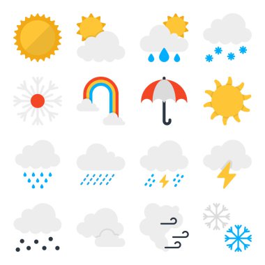 Hava Durumu Düz Simgeleri Paketi