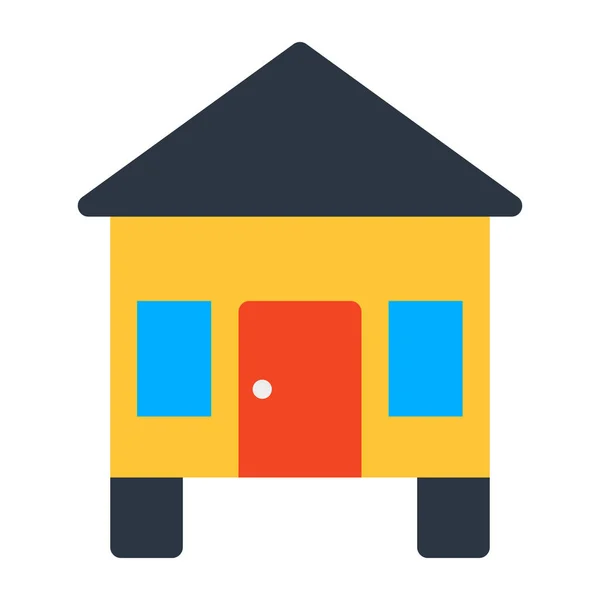 Resident Accommodation Icon Flat Design Home — Stock Vector