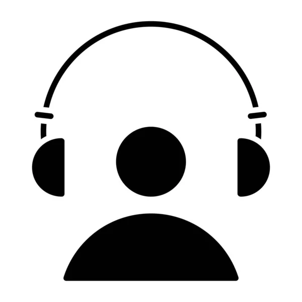 Une Icône Design Unique Avatar Portant Des Écouteurs Écoutant Musique — Image vectorielle