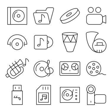 Müzik Araçları Paketi Doğrusal Simgeler