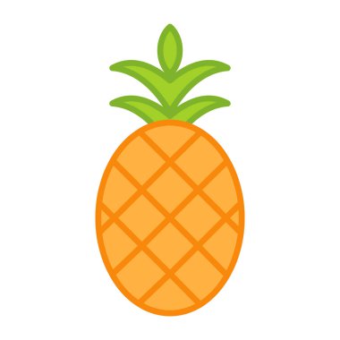 Tropikal meyve, ananas vektörünün düz tasarım simgesi