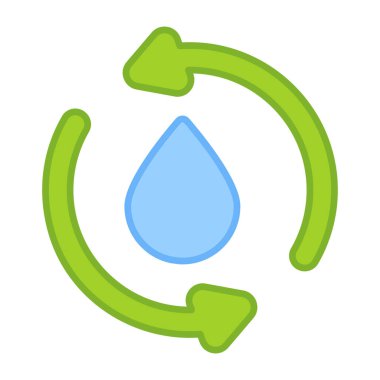 Suyun geri dönüşümünü gösteren oklu su damlası.