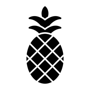 Tropikal meyve ve ananas vektörünün katı tasarım simgesi