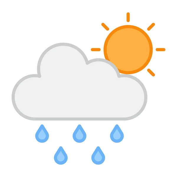 Nap Felhőkkel Esőcseppekkel Napsütéses Esős Napok Ikonja — Stock Vector