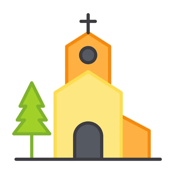 Edificio Con Croce Cristiana Che Denota Concetto Chiesa — Vettoriale Stock