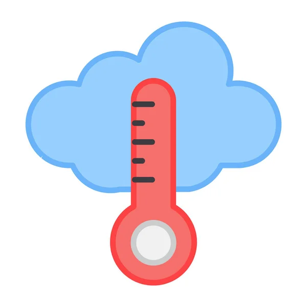 Une Icône Design Plat Nuage Avec Thermomètre Prévisions Météorologiques — Image vectorielle