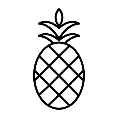 Tropikal meyve, ananas vektörünün doğrusal tasarım simgesi
