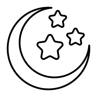 Yıldızlı ay, doğrusal tasarımda berrak gecenin simgesi