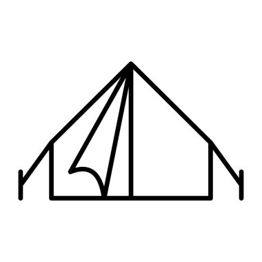 Kampın doğrusal tasarım simgesi, açık hava konaklama
