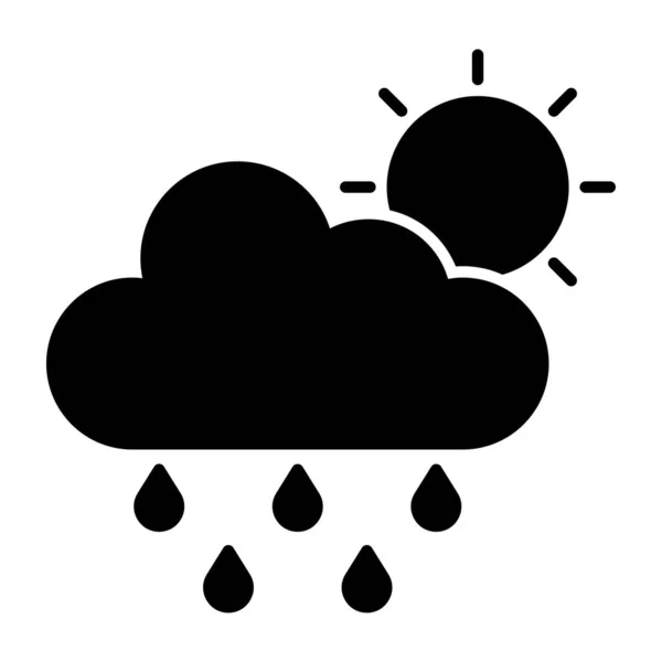 Sol Com Nuvens Gotas Chuva Ícone Dia Chuvoso Ensolarado — Vetor de Stock