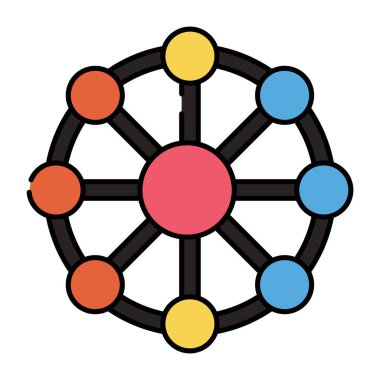 Bağlı düğümler simgesi, bileşiğin düz tasarımı