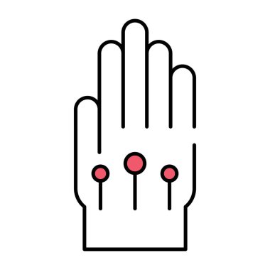 Modern teknoloji el kaplama simgesi, vr eldiveninin düz tasarımı