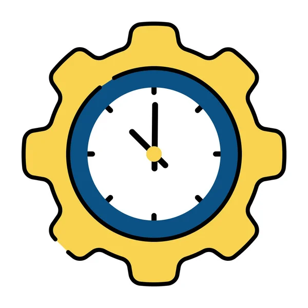Gear Clock Icon Time Management — Stock Vector