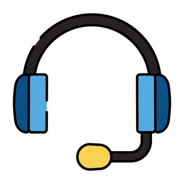 Mikrofonlu kulaklıkların modaya uygun vektör tasarımı