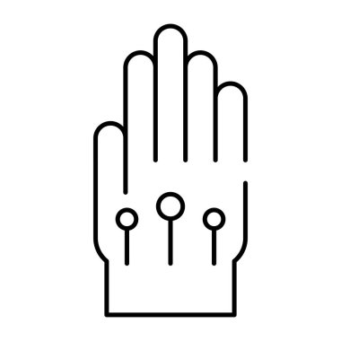 Modern teknoloji el kaplama simgesi, vr eldiveninin doğrusal tasarımı