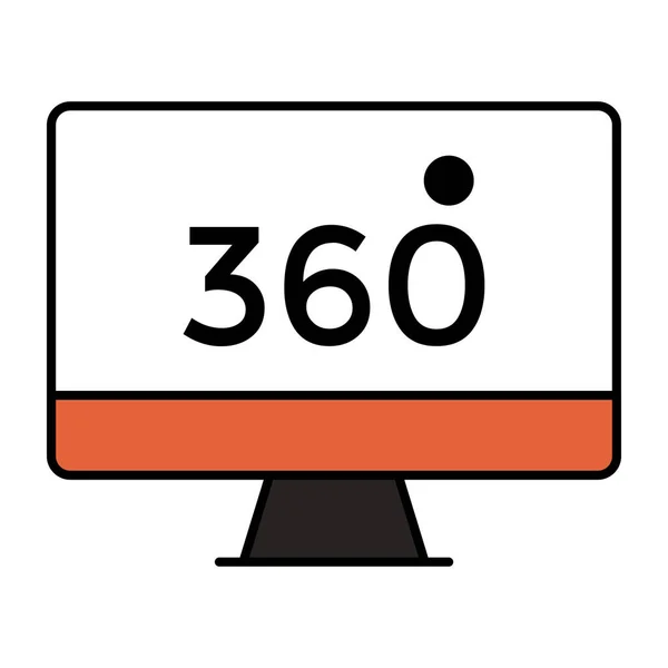 Une Icône Conception Plate 360 Degrés Écran — Image vectorielle
