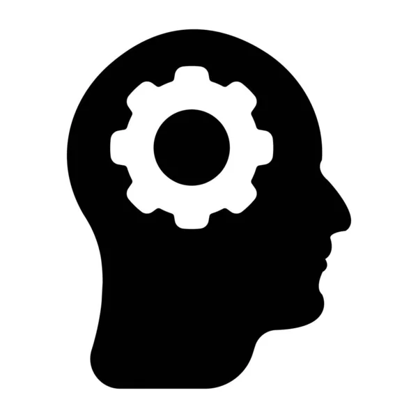 Engranaje Dentro Mente Icono Diseño Sólido Del Desarrollo Cerebral — Vector de stock