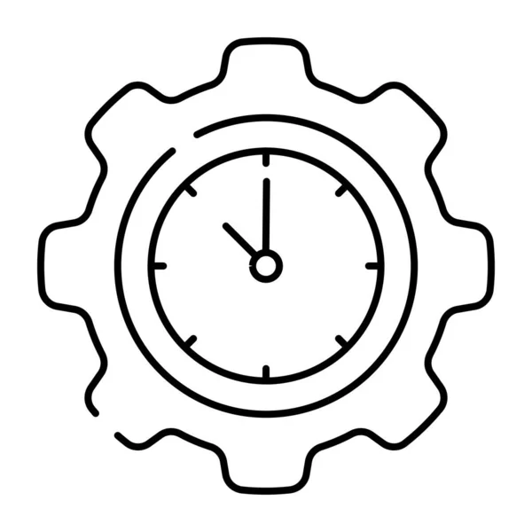 Engranaje Dentro Del Reloj Icono Gestión Del Tiempo — Vector de stock