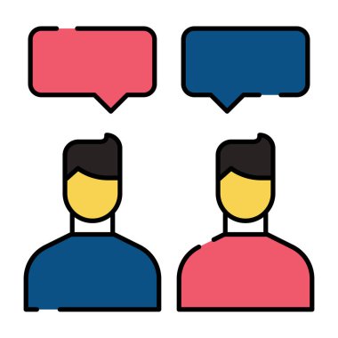 İletişim kavramını tasvir eden avatarlı konuşma balonları