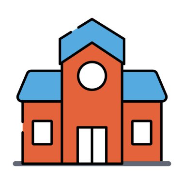 Konut ikonu, bungalovun düz tasarımı 