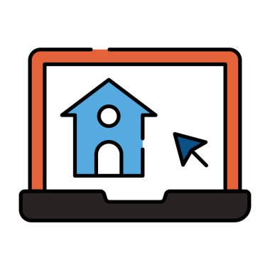Ev yapımı dizüstü bilgisayar, online emlak simgesi 