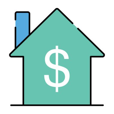 Pahalı ev kavramına işaret eden dolar içeren ev binası