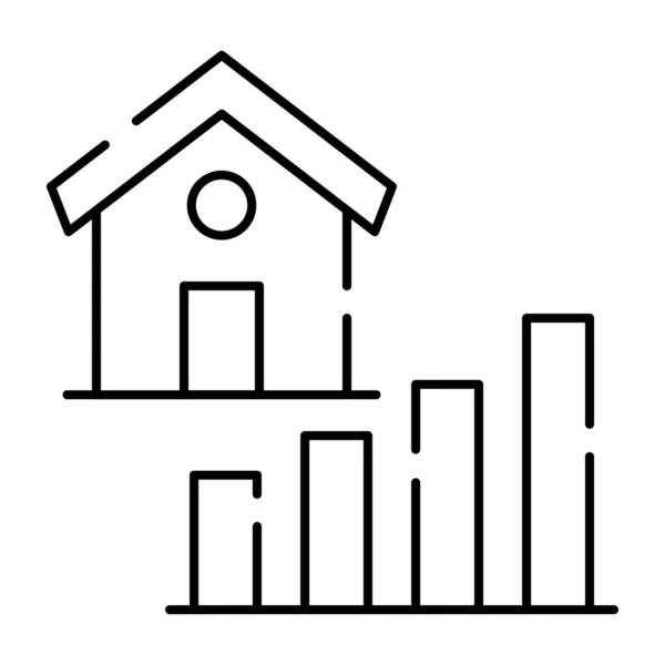 Inicio Con Gráfico Barras Icono Diseño Lineal Gráfico Propiedades — Archivo Imágenes Vectoriales