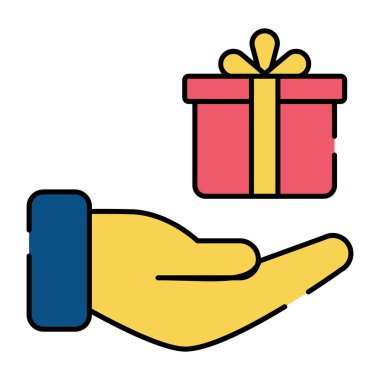 Paket hazır, düzenlenebilir hediye tasarımı simgesi