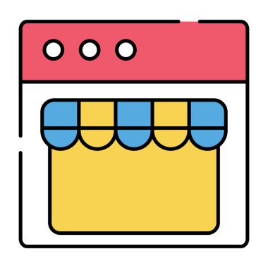 Web mağazası simgesini gösteren web sayfası üzerindeki outlet