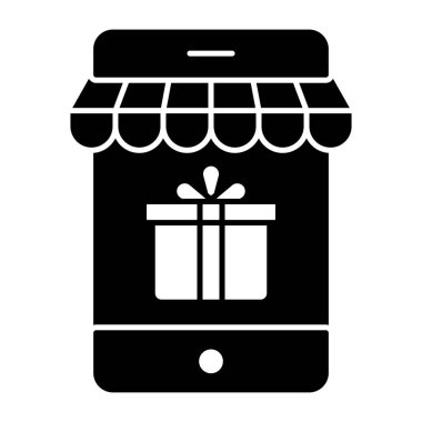 Mobil alışveriş simgesi, akıllı telefonun içindeki el arabası