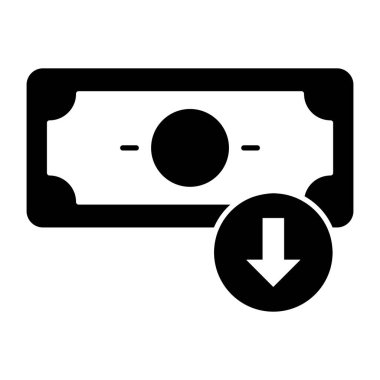 Banknotla aşağı ok, para indirme simgesi