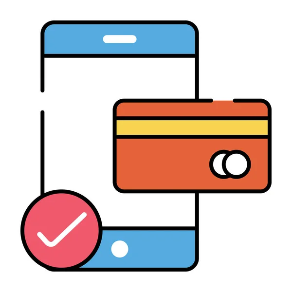 Carte Bancaire Avec Smartphone Icône Paiement Par Carte Mobile — Image vectorielle
